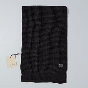 All Saints Scarf Black Angled Stitch Scarf Knit Wool Blend Outdoor Streetwear